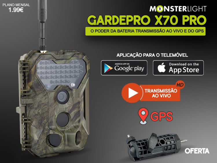Câmera GardePro X70 Pro Max com bateria transmissão em direto envio de fotos e vídeos e GPS