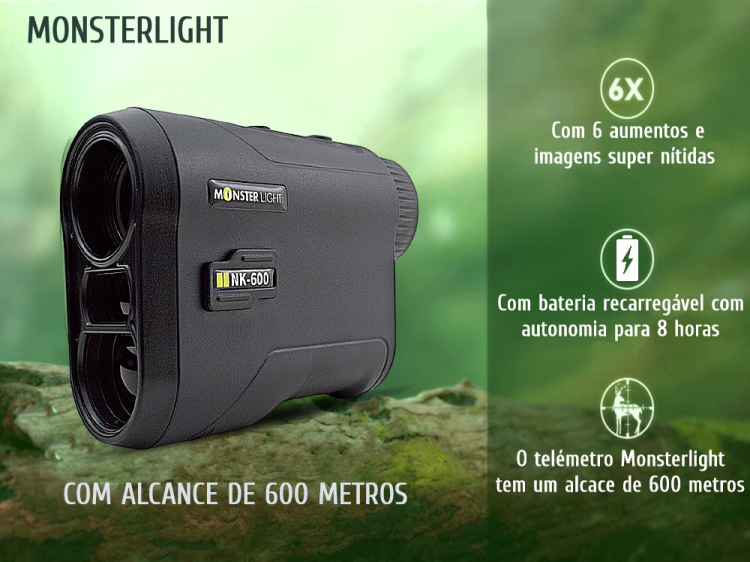 Telemétro a laser com alcance de 600 metros