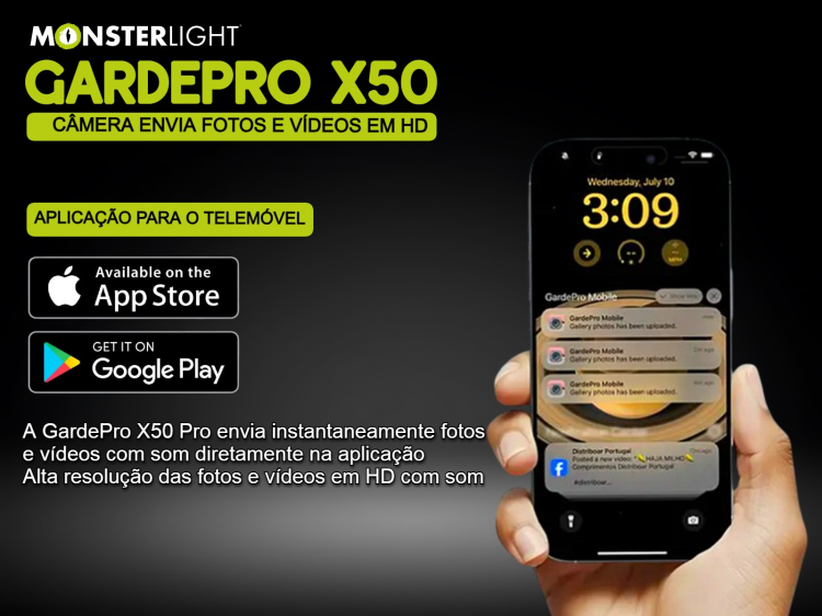 Câmera GardePro X50 LTE com aplicação para telemóvel 