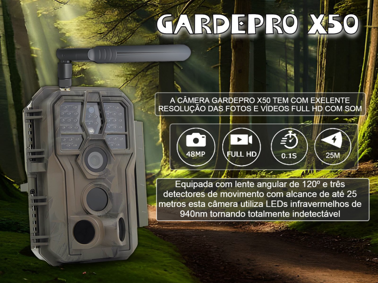 Câmera GardePro X50 LTE com aplicação para telemóvel 