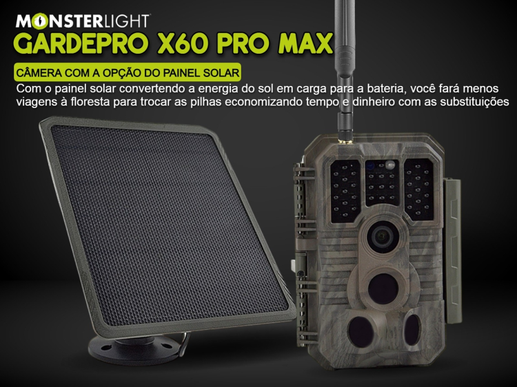 Câmera GardePro X60 Pro Max com bateria aplicação e transmissão em direto 
