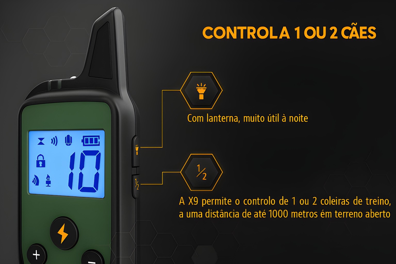 Coleira de adestramento à distância X9 para 2 cães