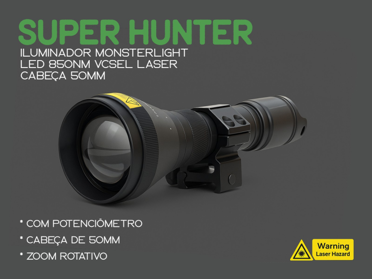 Iluminador MonsterLight 850nm Super Hunter laser com potenciómetro