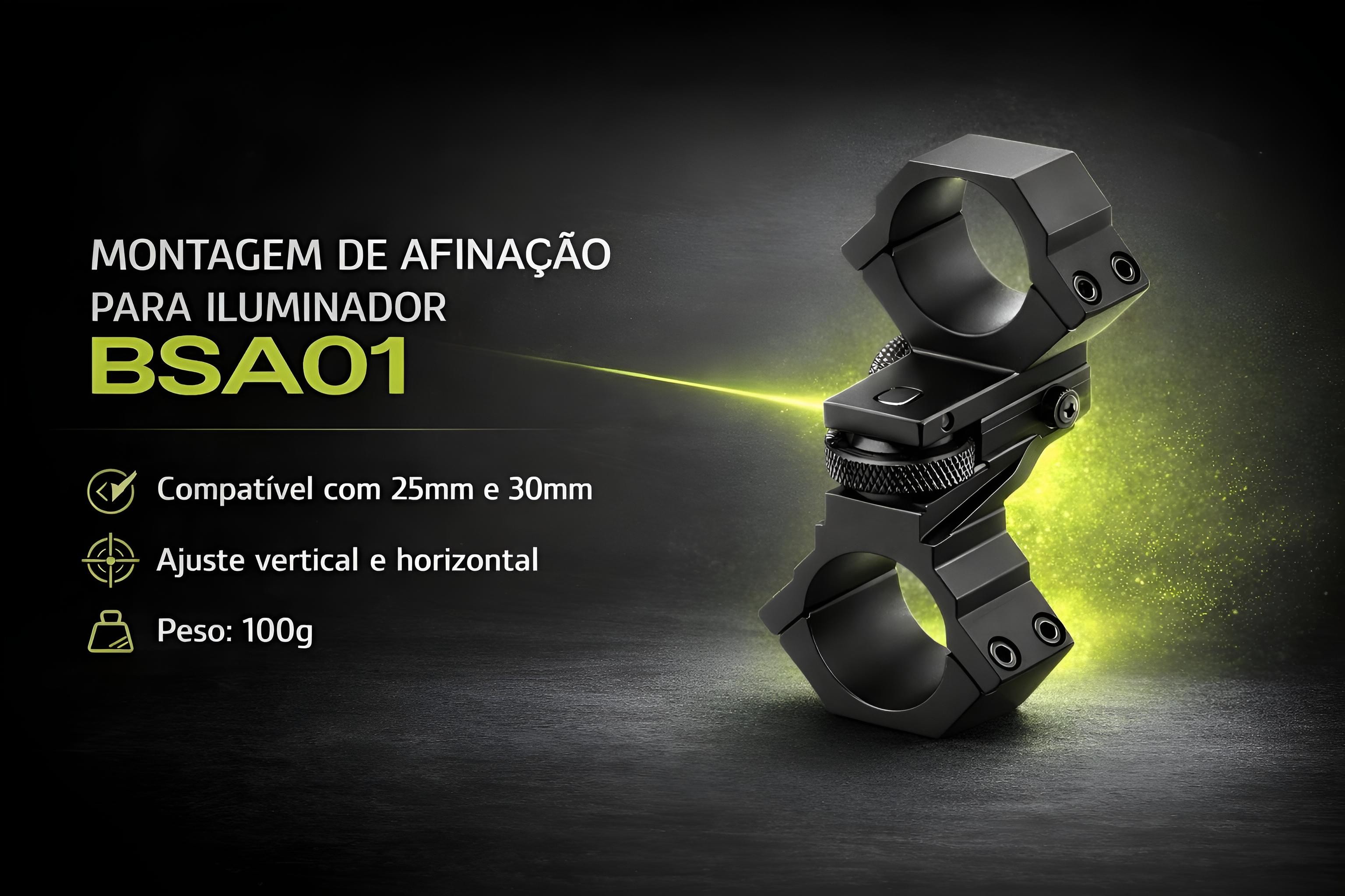 Montagem para iluminador com afinação na vertical e horizontal