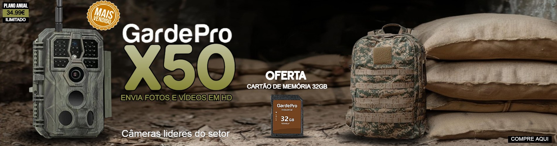 Câmera GardePro X50 LTE com aplicação para telemóvel