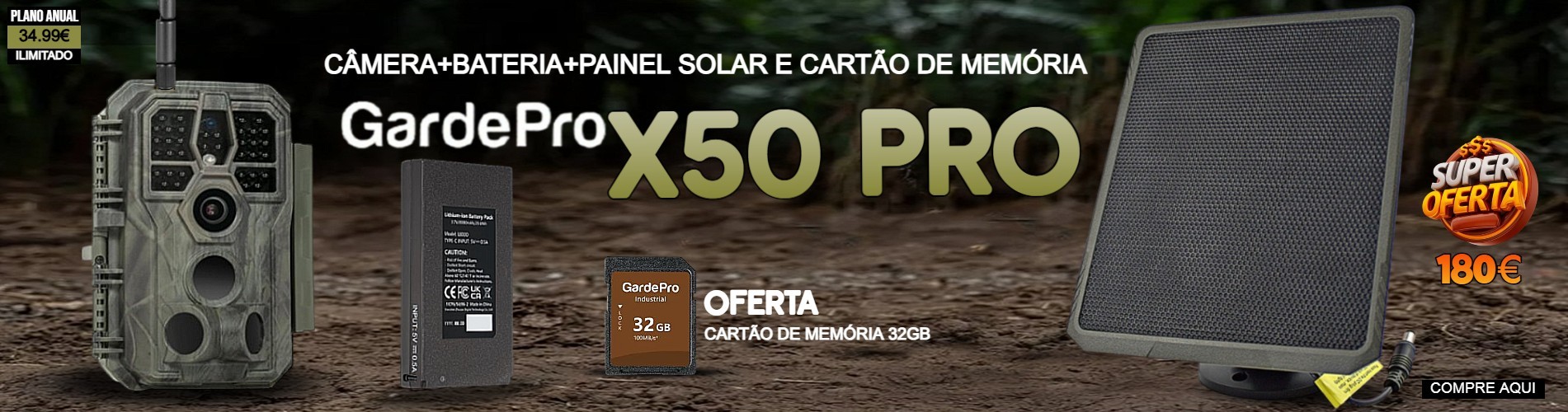 GardePro X50 Pro a nova geração de câmeras com bateria painel solar e cartão de memoria