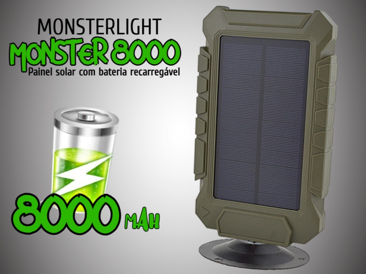 Painel solar Monster 8000 com bateria interna de 8000mAh