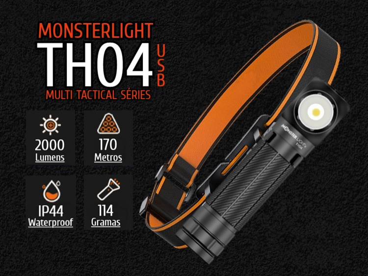 Lanterna Monsterlight TH04 multifuncional com bateria recarregável