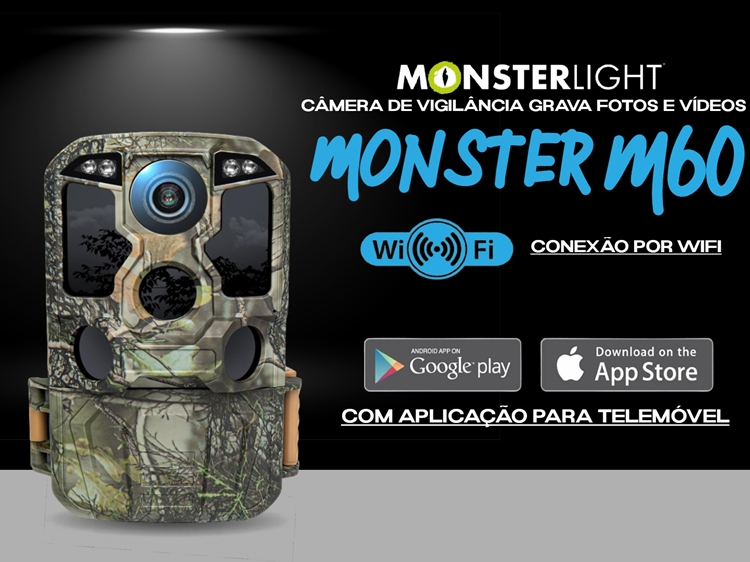 Câmera vigilância Monster M60 84MP WiFi Bluetooth 8K