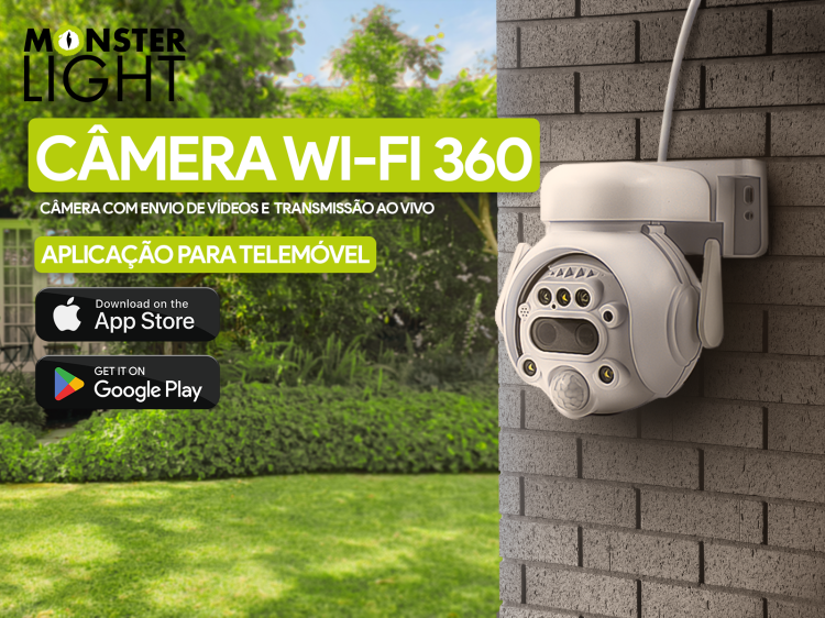 Câmera de vigilância WIFI com bateria e painel solar