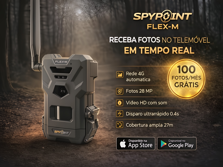 Câmera Spypoint Flex M com aplicação para o telemóvel e envio de fotos e vídeos