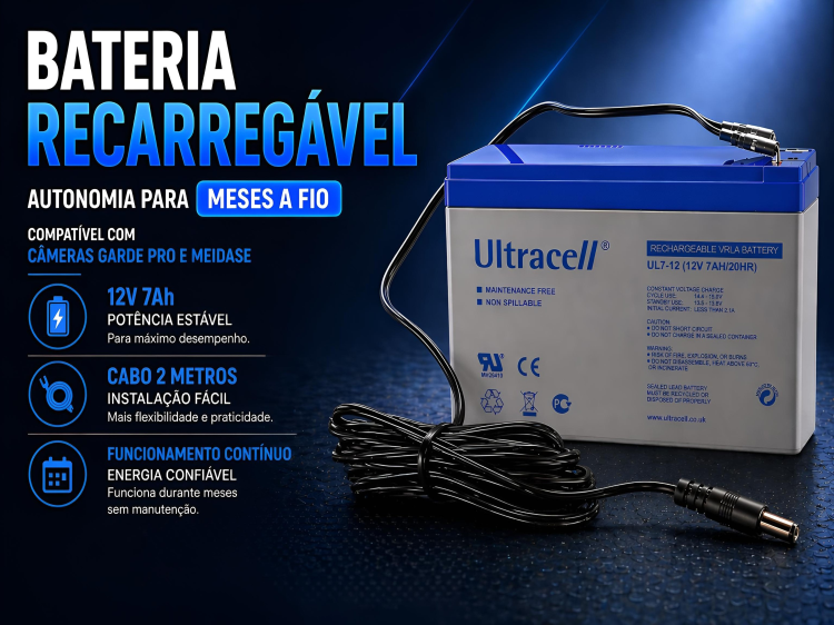 Bateria com cabo para Câmeras GardePro ou Meidase