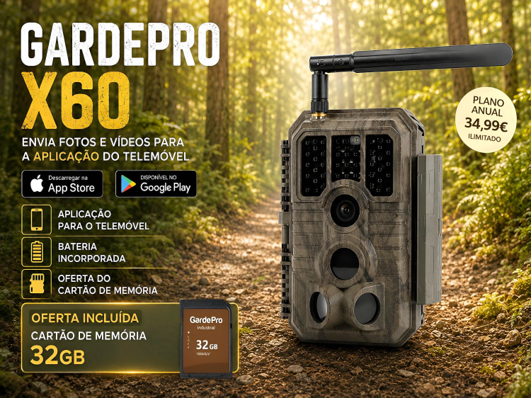 Câmera de Caça GardePro X60 LTE com bateria