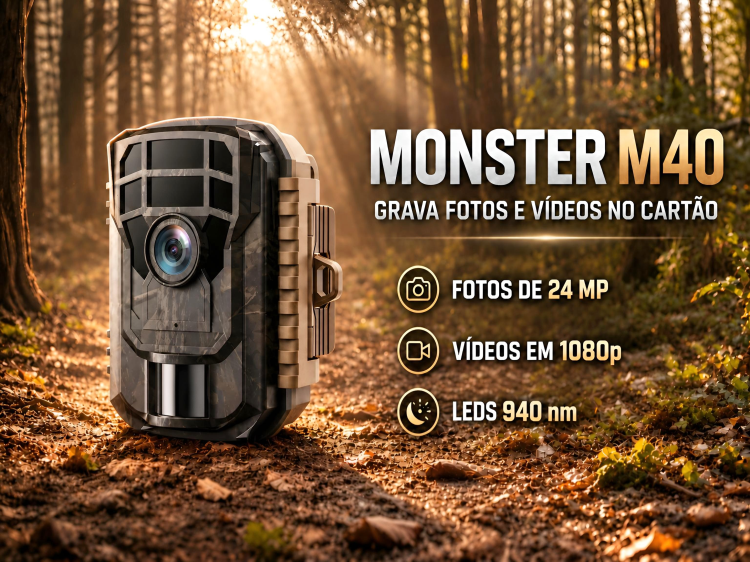 Câmera de caça Monster M40 24 MP vídeo Full HD e infravermelhos invisíveis