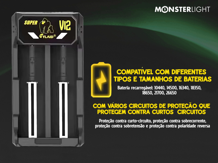 Carregador de baterias VI2 duplo inteligente 
