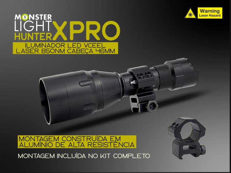 Iluminador MonsterLight 850nm Hunter X Pro LED Laser com potenciómetro 