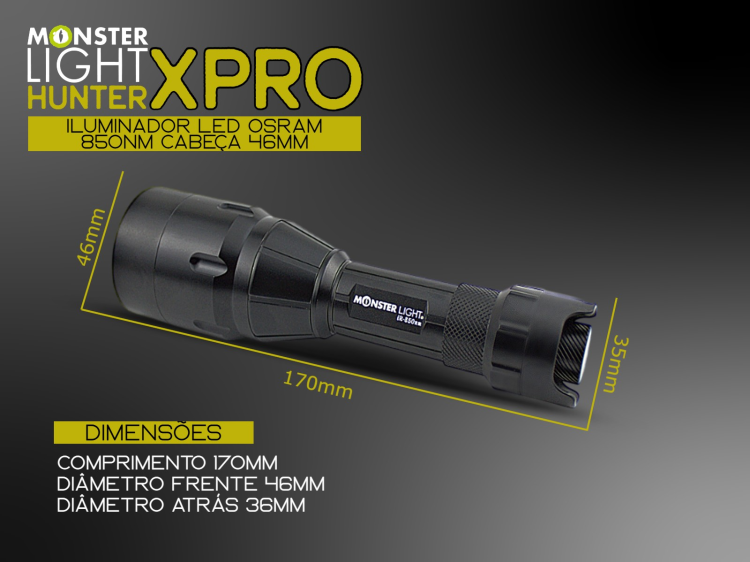 Iluminador MonsterLight 850nm Hunter X Pro LED Laser com potenciómetro 
