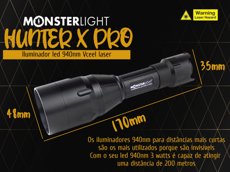 Iluminador MonsterLight 940 Hunter X Pro LED Laser com potenciómetro 