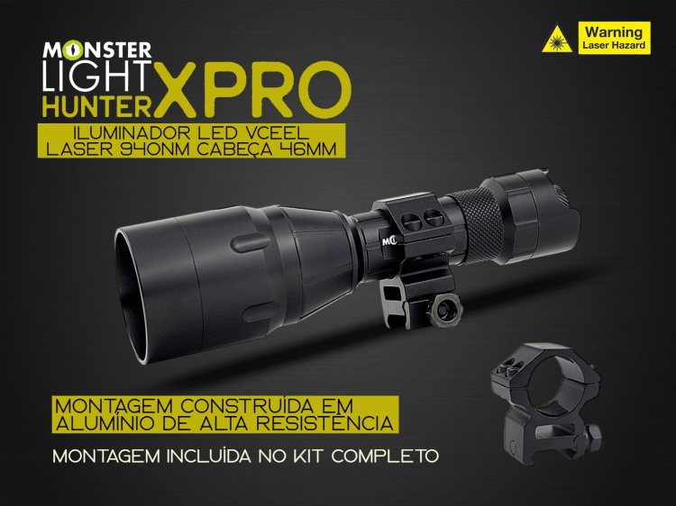 Iluminador MonsterLight 940nm Hunter X Pro LED Vseel laser com potenciómetro 