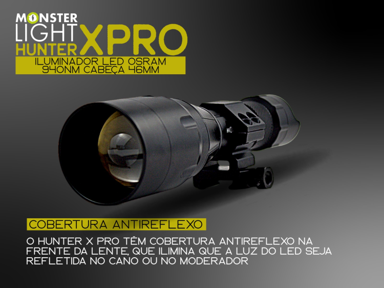 Iluminador MonsterLight 940nm Hunter X Pro LED Vseel laser com potenciómetro 