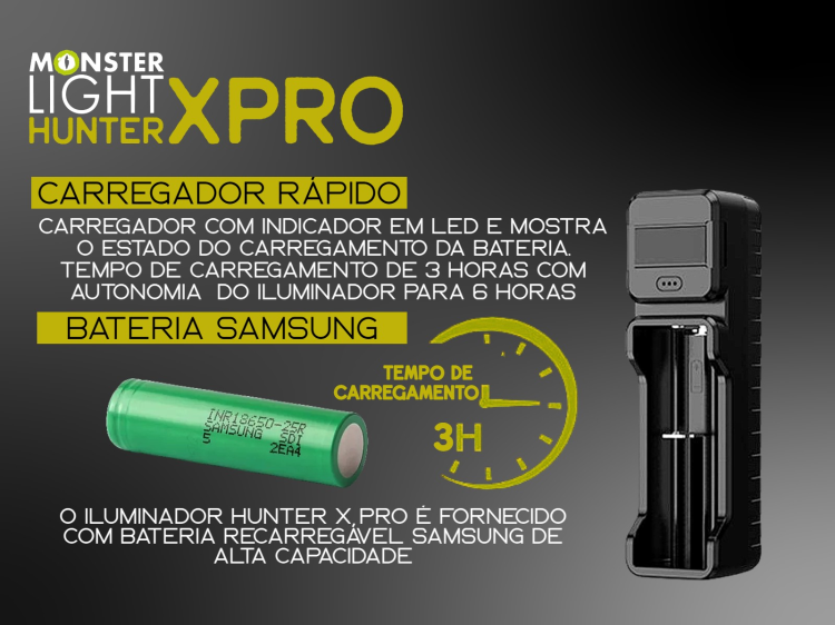 Iluminador MonsterLight 940nm Hunter X Pro LED Vseel laser com potenciómetro 