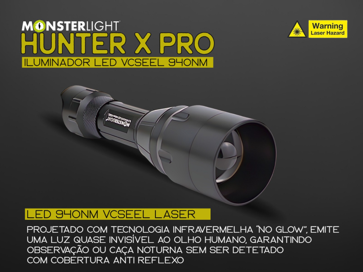 Iluminador MonsterLight 940nm Hunter X Pro LED Vseel laser com potenciómetro