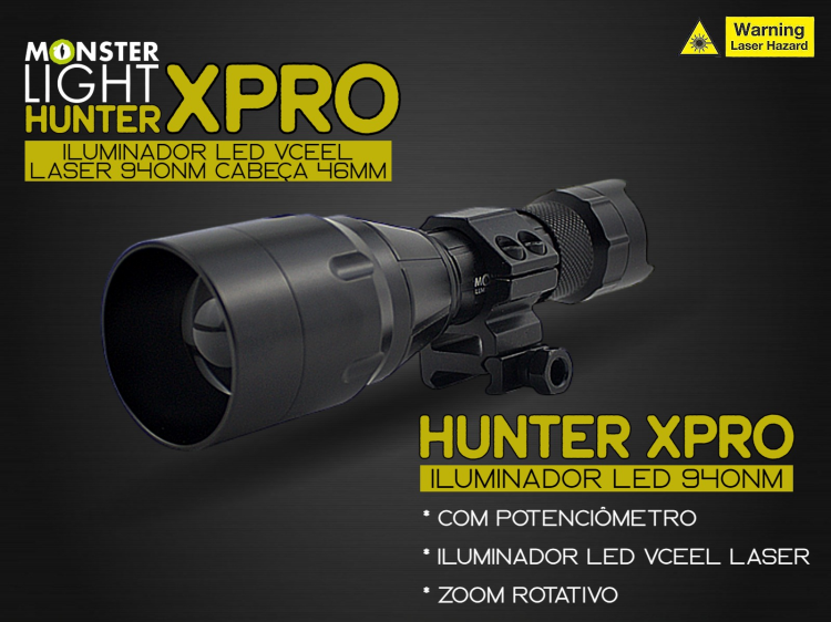 Iluminador MonsterLight 940 Hunter X Pro LED Laser com potenciómetro