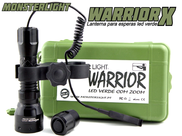 Kit lanterna esperas Warrior led verde com zoom