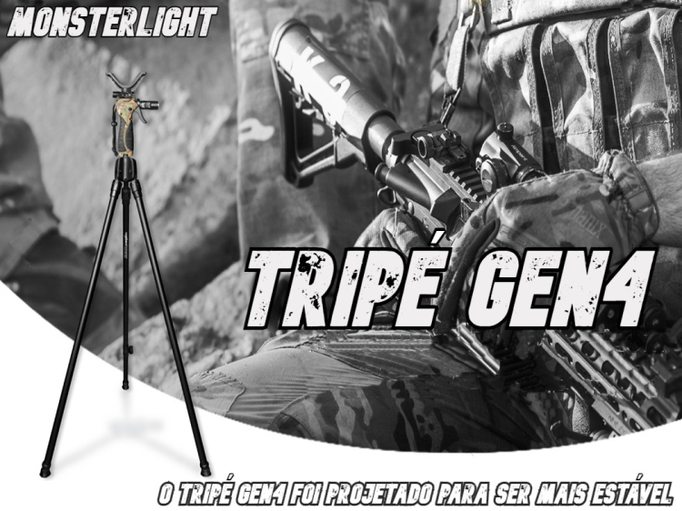 Tripé de Caça Fiery Deer Trigger Stick Geração 4 com gatilho
