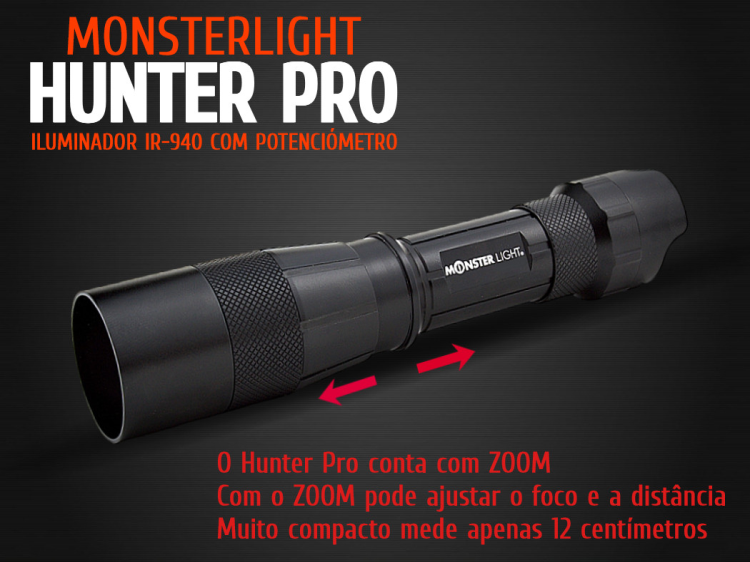 Iluminador MonsterLight ir-940 Hunter Pro com potenciómetro 