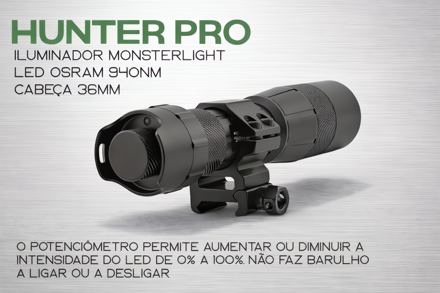 Iluminador MonsterLight 940nm Hunter Pro com potenciómetro 