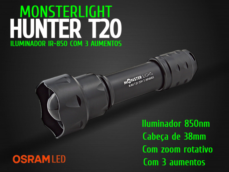 Iluminador IR-850 MonsterLight T20 com 3 aumentos e zoom