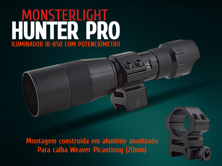 ILuminador Monsterlight ir-850 Hunter Pro com potenciómetro 