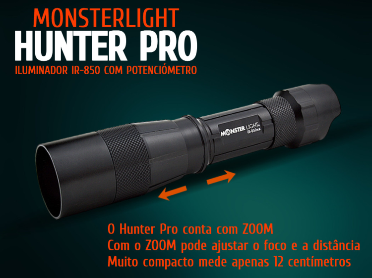 ILuminador Monsterlight ir-850 Hunter Pro com potenciómetro 