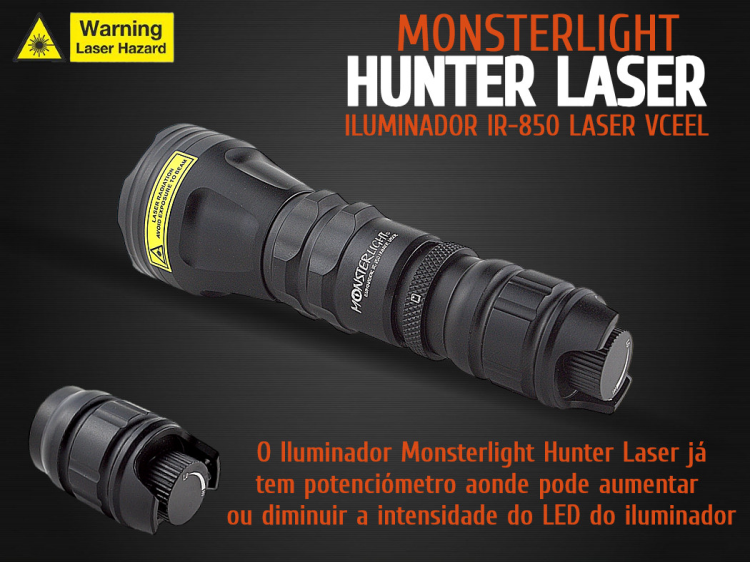 Iluminador MonsterLight ir-850 Hunter Laser com potenciómetro 