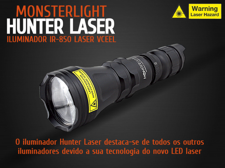 Iluminador MonsterLight ir-850 Hunter Laser com potenciómetro 