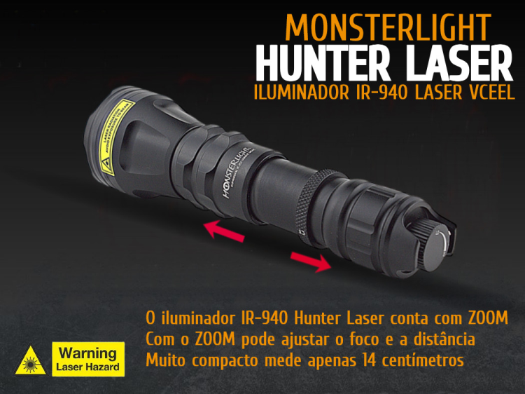 Iluminador MonsterLight IR-940 Hunter Laser com potenciómetro 
