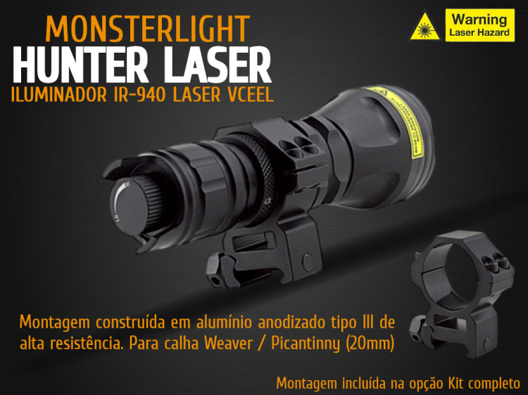 Iluminador MonsterLight IR-940 Hunter Laser com potenciómetro 