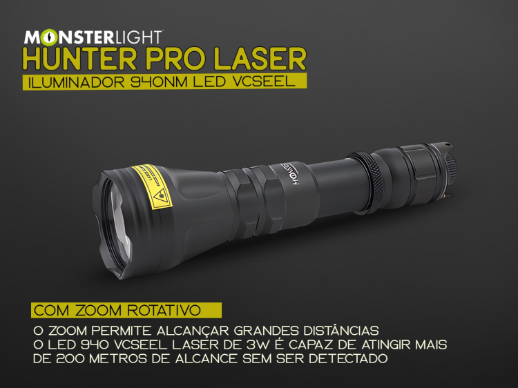 Iluminador MonsterLight IR-940 Hunter Laser com potenciómetro 