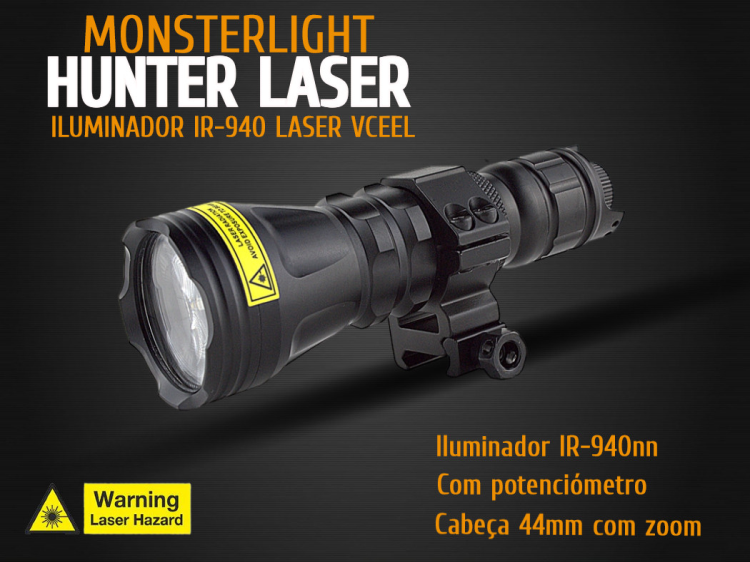 Iluminador MonsterLight IR-940 Hunter Laser com potenciómetro