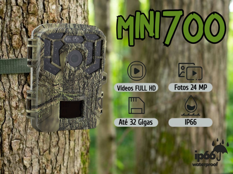 Câmera caça e vigilância mini 700 leds negros de 24MP FULL HD