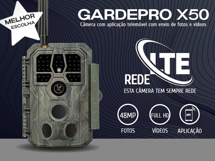 Câmera GardePro X50 LTE com aplicação para telemóvel e envio de fotos e vídeos