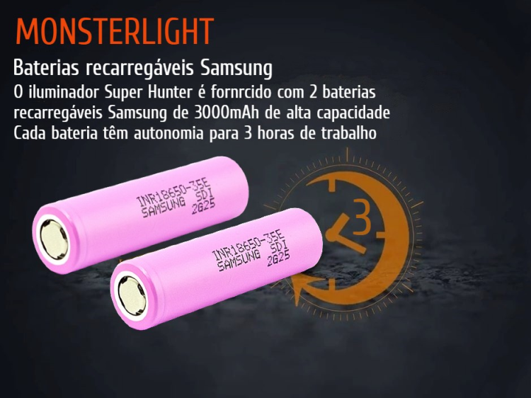 Kit iluminador MonsterLight Super Hunter com 3 LEDS 810nm 850nm e 940nm com potenciómetro 