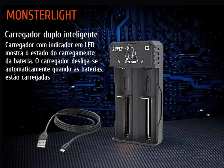 Kit iluminador MonsterLight Super Hunter com 3 LEDS 810nm 850nm e 940nm com potenciómetro 