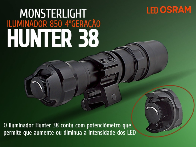 Kit iluminador MonsterLight 850nm Hunter 38 4ºGeração potenciómetro 
