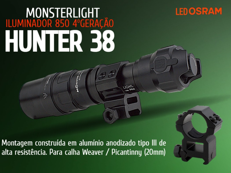 Kit iluminador MonsterLight 850nm Hunter 38 4ºGeração potenciómetro 