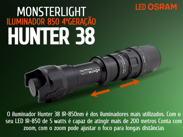 Kit iluminador MonsterLight 850nm Hunter 38 4ºGeração potenciómetro 