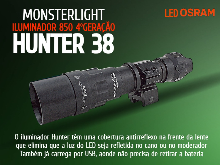 Kit iluminador MonsterLight 850nm Hunter 38 4ºGeração potenciómetro 