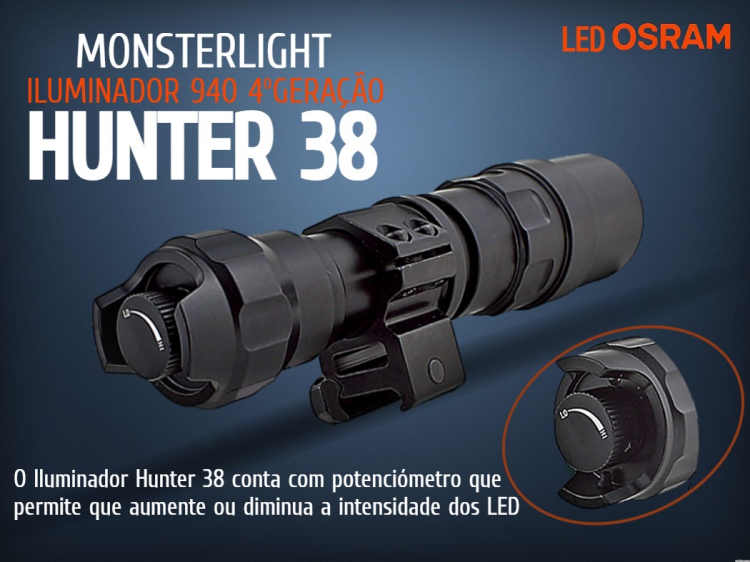 Kit iluminador MonsterLight 940nm Hunter 38 4ºGeração potenciómetro 