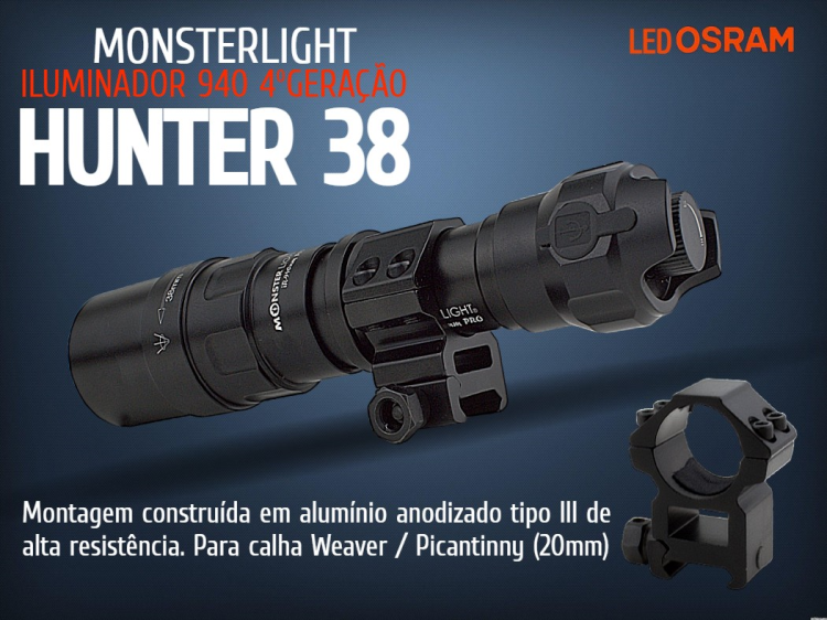 Kit iluminador MonsterLight 940nm Hunter 38 4ºGeração potenciómetro 